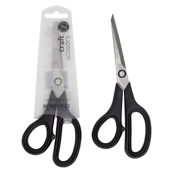 Korbond 7″ Craft Scissors with Comfort Grip (Black & Pink)